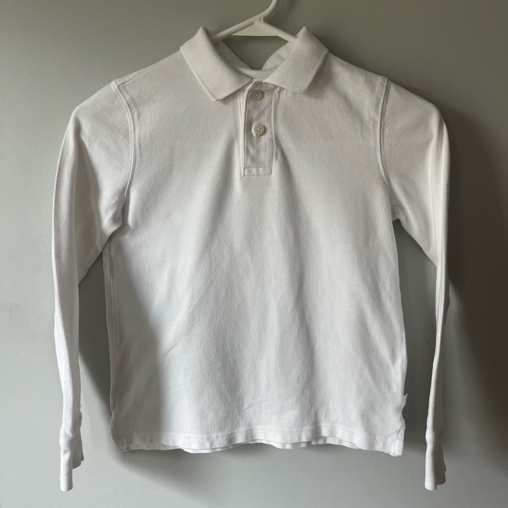 GAP kids Medium White Longs Sleeve Polo Shirt